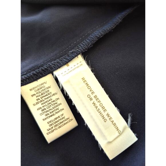 LOFT Dress Size 6 Navy Shift Long Lace Bell Sleeves Cocktail Office Siren Boho - Picture 7 of 10